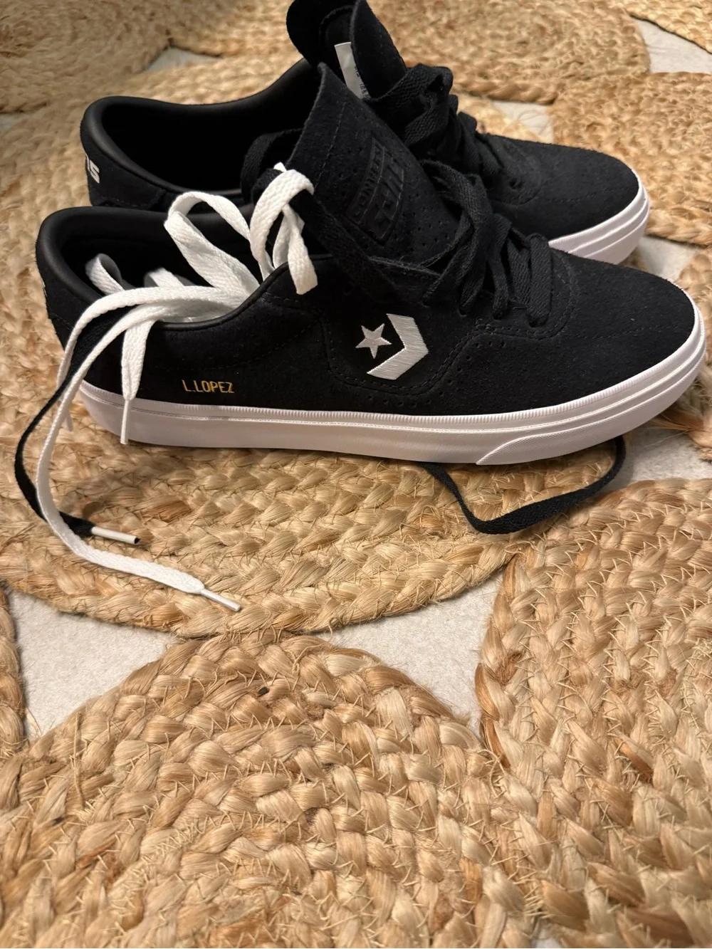 Converse Black Low-Top Sneaker with Gold Insole Detail - Picture 2 of 6